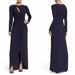 Dress the Population Naomi Metallic Long-Sleeve Twist
Gown Blue Size Small